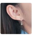 Grey Quartz Natural Stone Silver Hoop Earring HO-2477